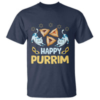 Purim Cat T Shirt Happy Purrim Hamantash Jewish Star of David