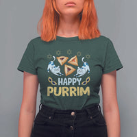 Purim Cat T Shirt For Women Happy Purrim Hamantash Jewish Star of David
