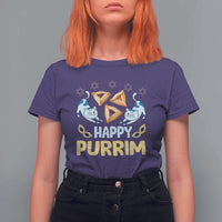 Purim Cat T Shirt For Women Happy Purrim Hamantash Jewish Star of David
