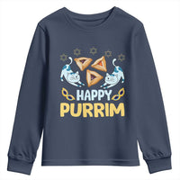 Purim Cat Youth Sweatshirt Happy Purrim Hamantash Jewish Star of David