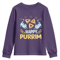 Purim Cat Youth Sweatshirt Happy Purrim Hamantash Jewish Star of David
