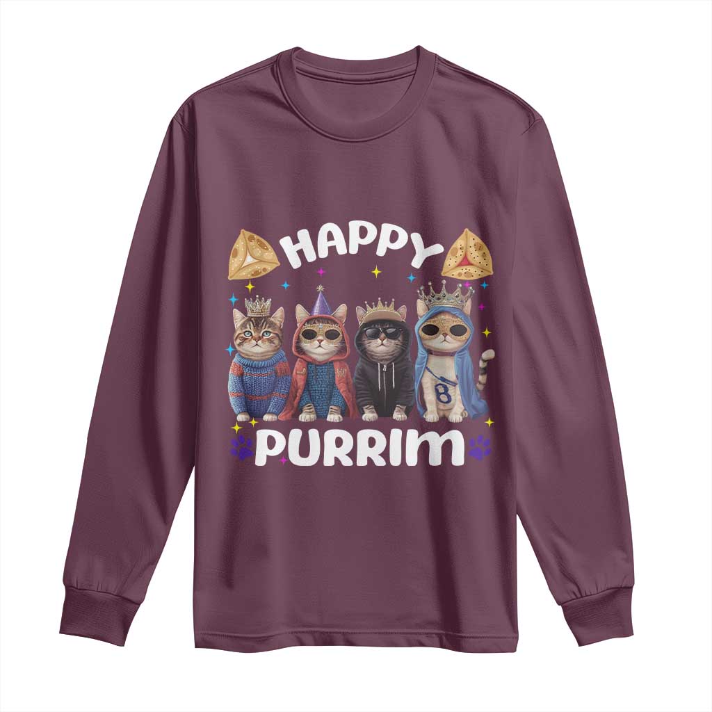 Purim Cat Long Sleeve Shirt Happy Purrim Hamantash Cute Cat Costume