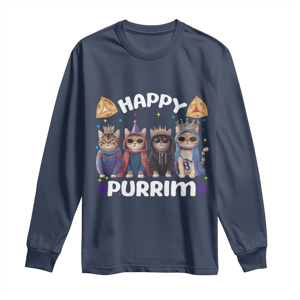 Purim Cat Long Sleeve Shirt Happy Purrim Hamantash Cute Cat Costume