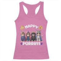 Purim Cat Racerback Tank Top Happy Purrim Hamantash Cute Cat Costume