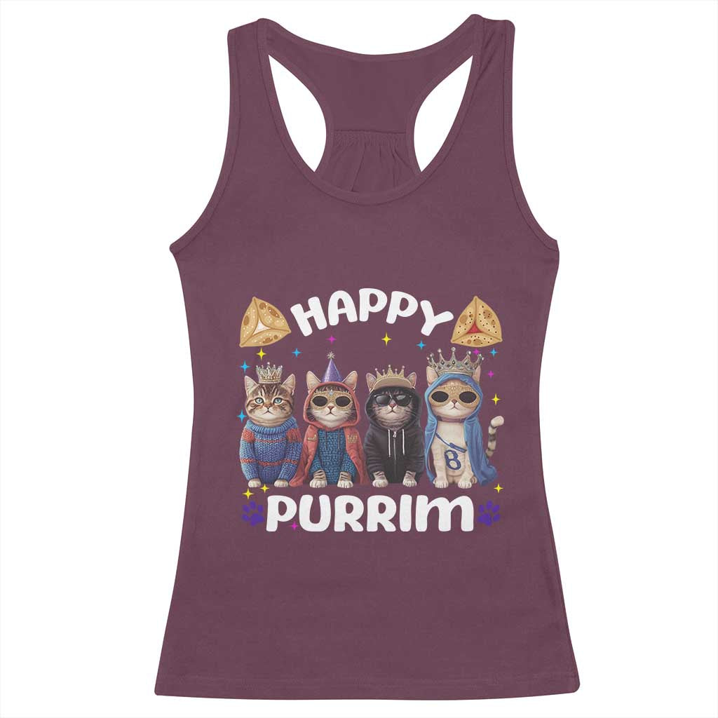 Purim Cat Racerback Tank Top Happy Purrim Hamantash Cute Cat Costume