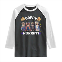 Purim Cat Raglan Shirt Happy Purrim Hamantash Cute Cat Costume