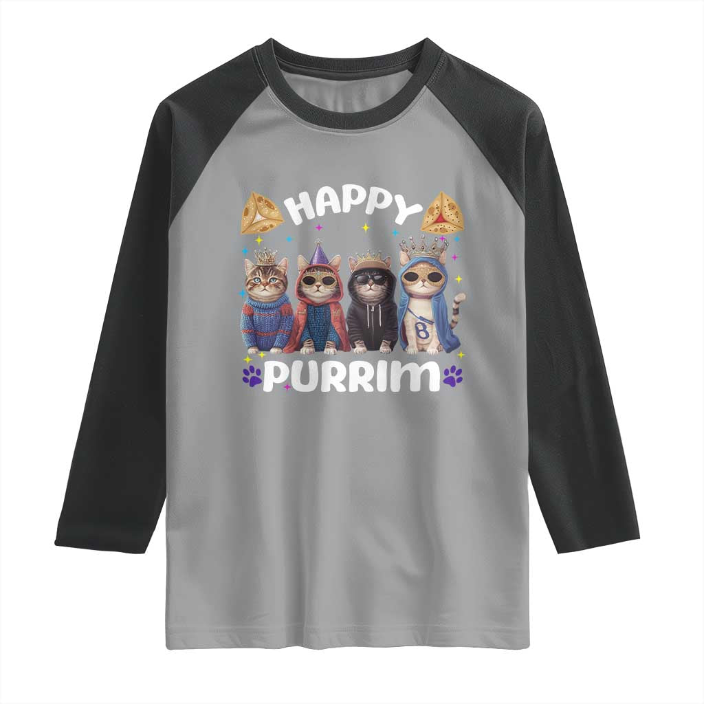 Purim Cat Raglan Shirt Happy Purrim Hamantash Cute Cat Costume