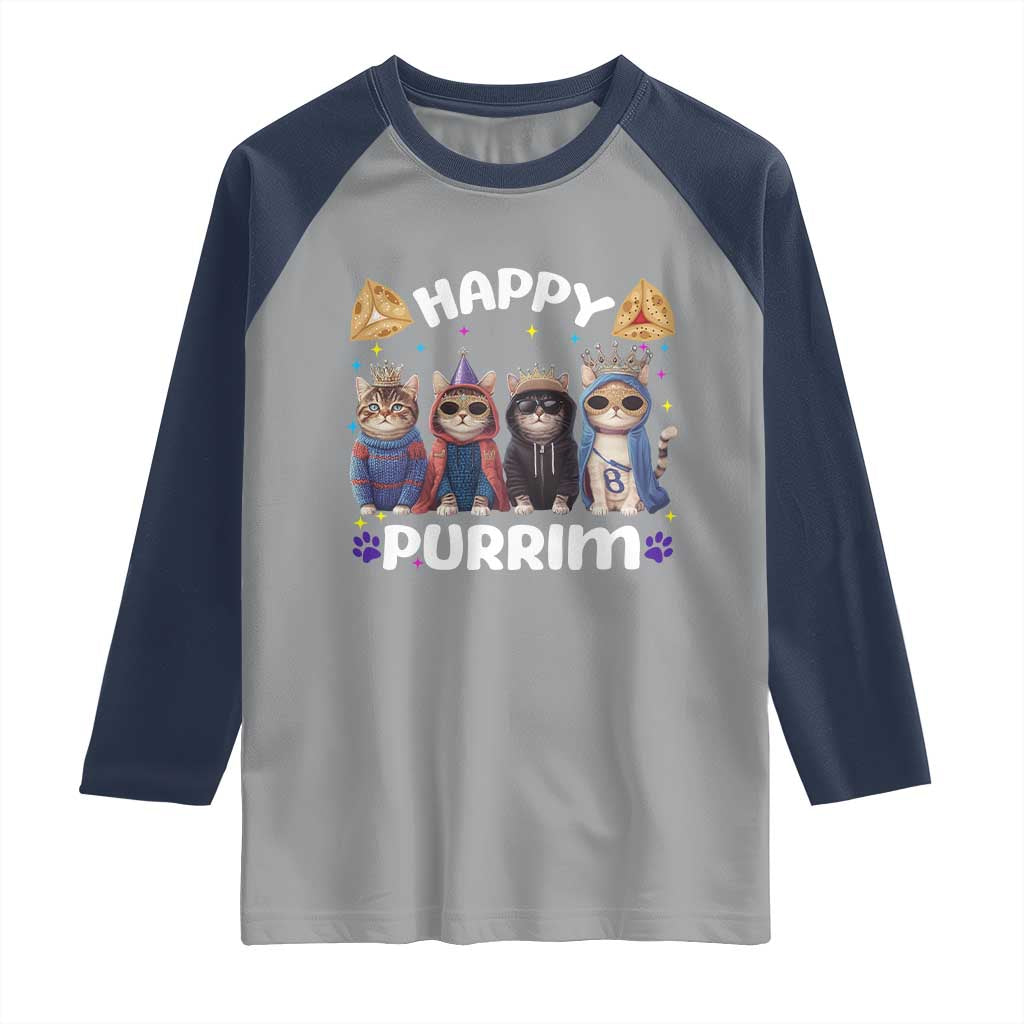 Purim Cat Raglan Shirt Happy Purrim Hamantash Cute Cat Costume