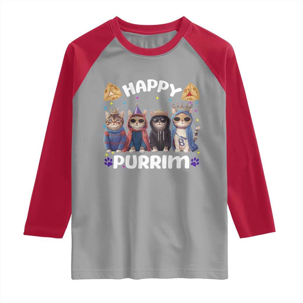 Purim Cat Raglan Shirt Happy Purrim Hamantash Cute Cat Costume
