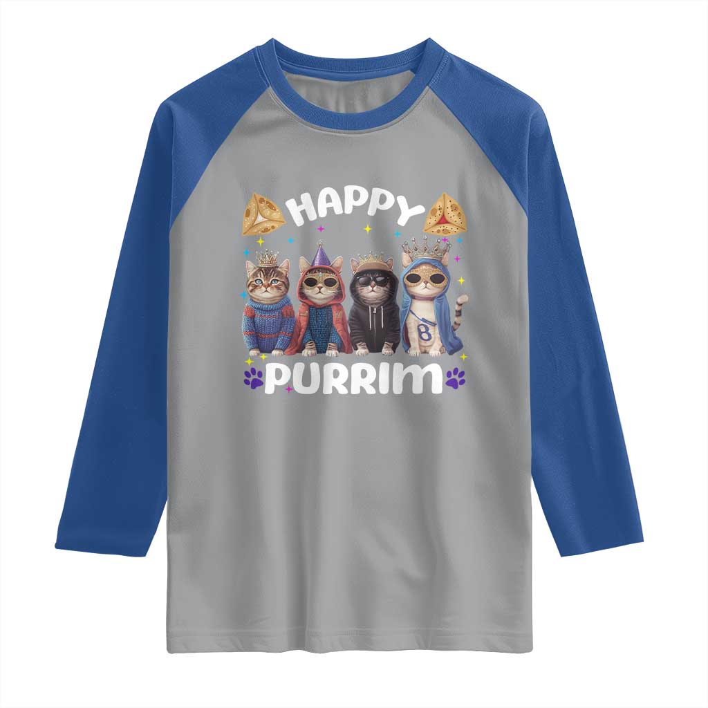 Purim Cat Raglan Shirt Happy Purrim Hamantash Cute Cat Costume