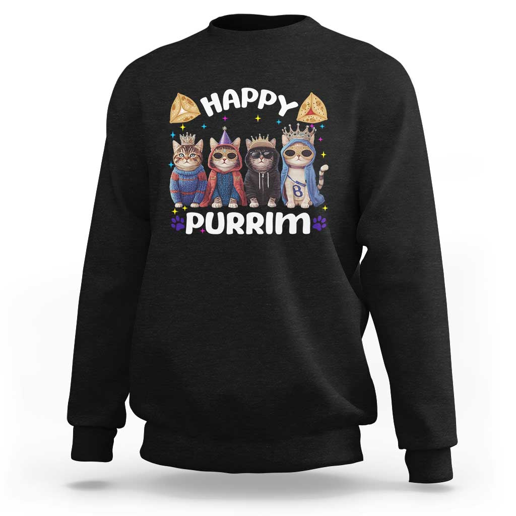 Purim Cat Sweatshirt Happy Purrim Hamantash Cute Cat Costume