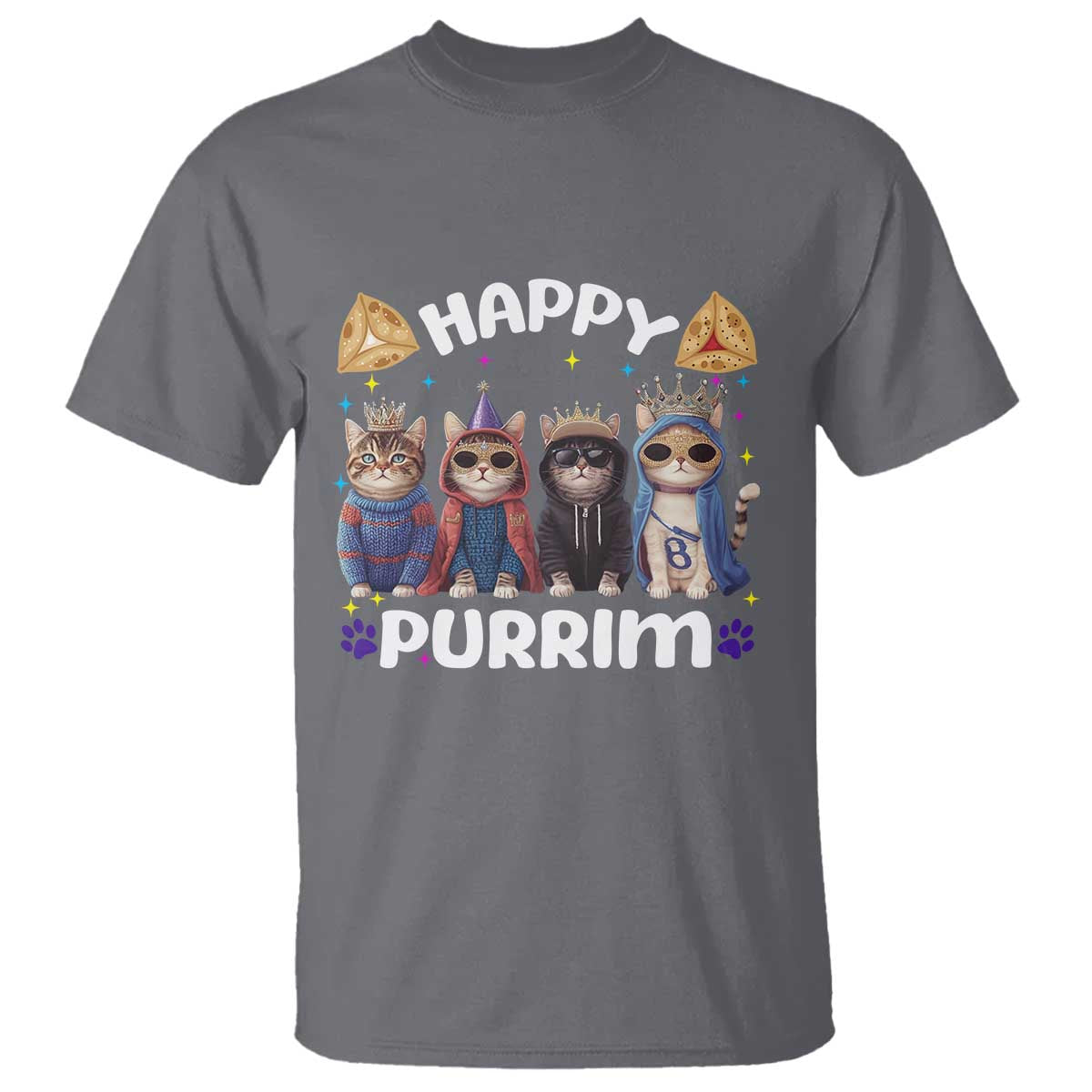 Purim Cat T Shirt Happy Purrim Hamantash Cute Cat Costume