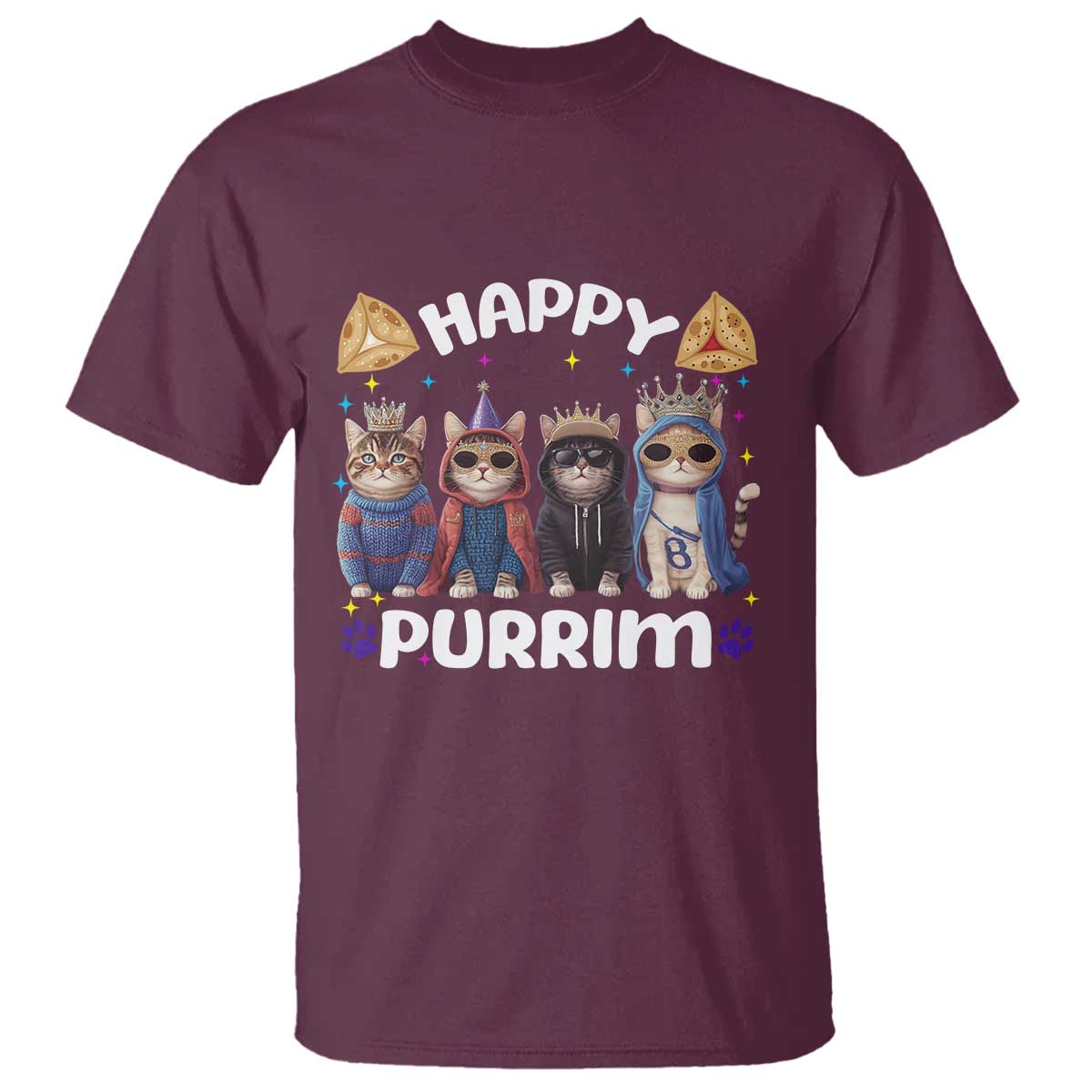 Purim Cat T Shirt Happy Purrim Hamantash Cute Cat Costume