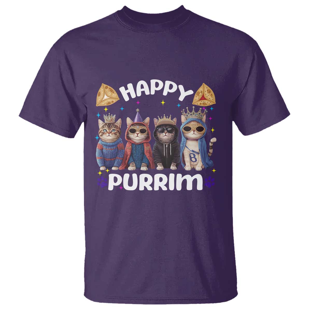 Purim Cat T Shirt Happy Purrim Hamantash Cute Cat Costume
