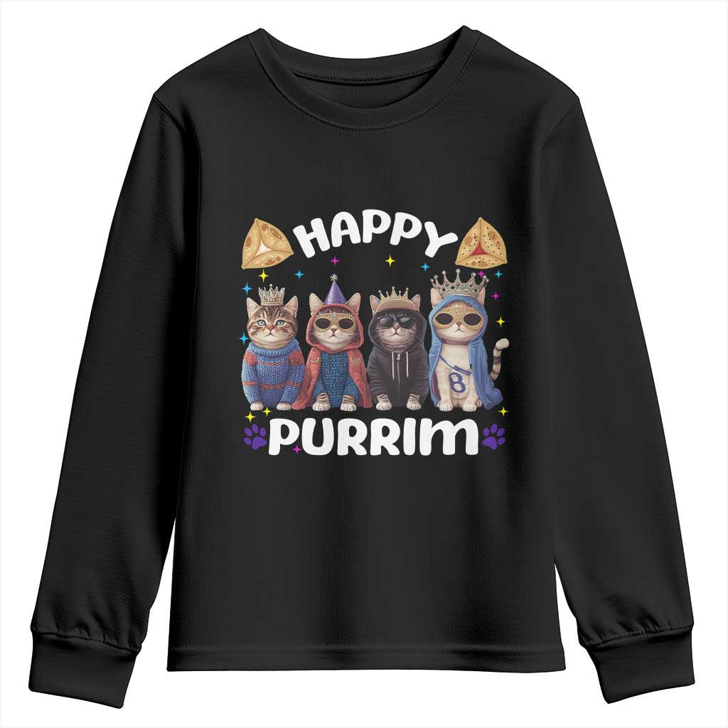 Purim Cat Youth Sweatshirt Happy Purrim Hamantash Cute Cat Costume