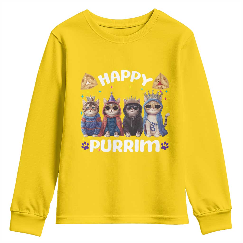 Purim Cat Youth Sweatshirt Happy Purrim Hamantash Cute Cat Costume