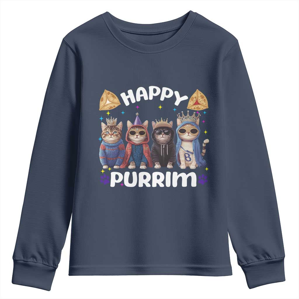 Purim Cat Youth Sweatshirt Happy Purrim Hamantash Cute Cat Costume