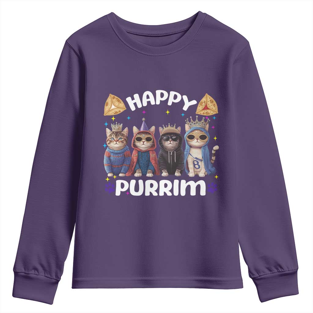 Purim Cat Youth Sweatshirt Happy Purrim Hamantash Cute Cat Costume
