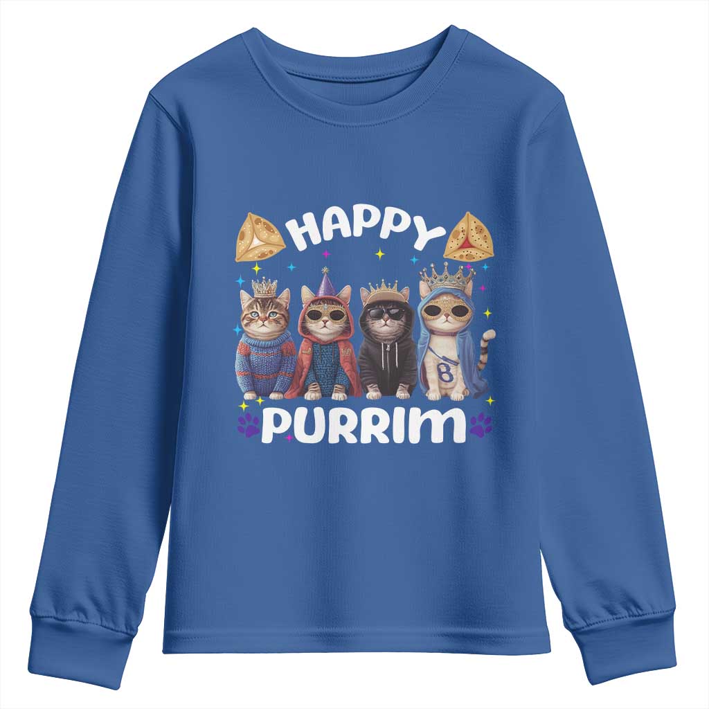 Purim Cat Youth Sweatshirt Happy Purrim Hamantash Cute Cat Costume
