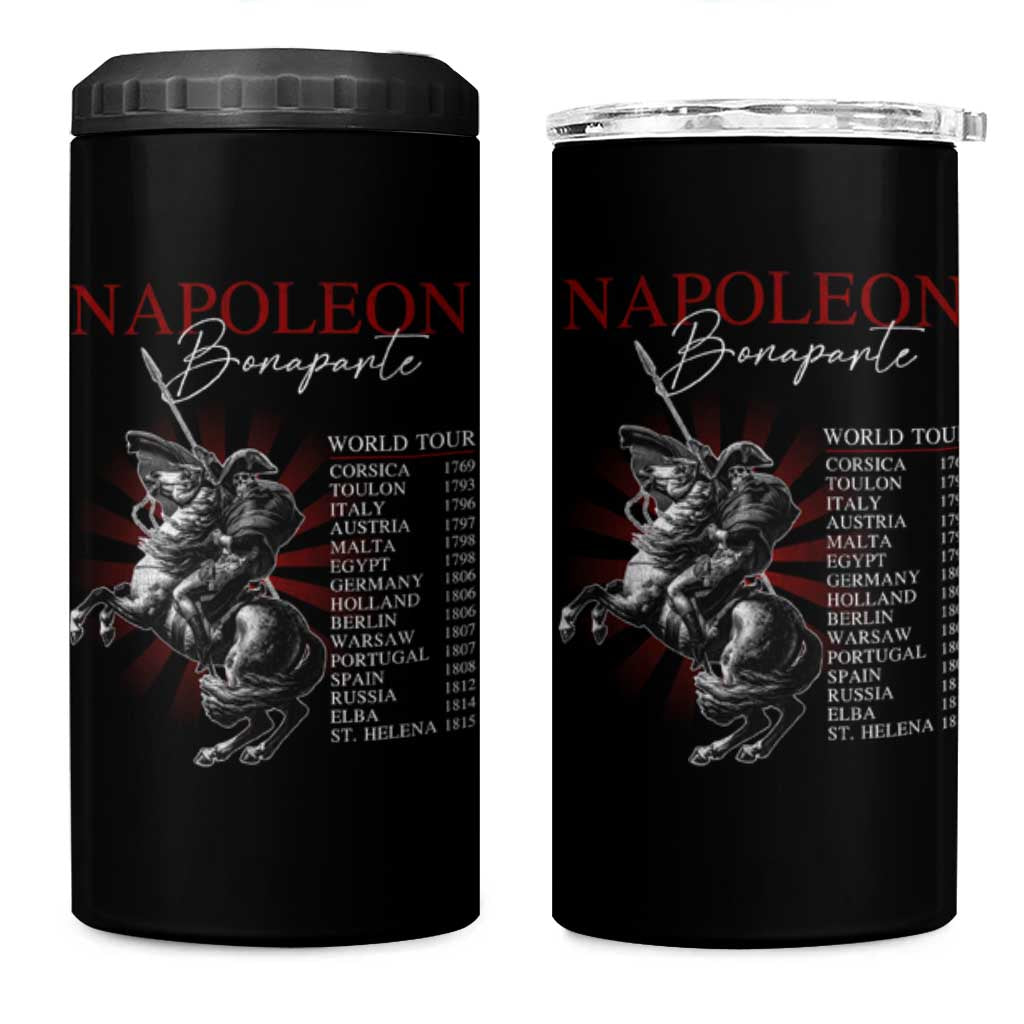 Funny History Lover 4 in 1 Can Cooler Tumbler Napoleon Bonaparte World Tour