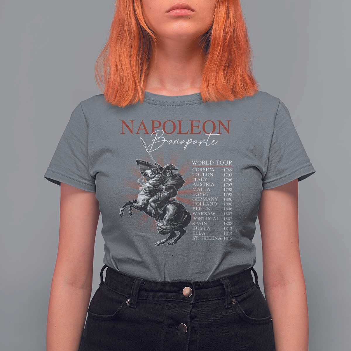 Funny History Lover T Shirt For Women Napoleon Bonaparte World Tour