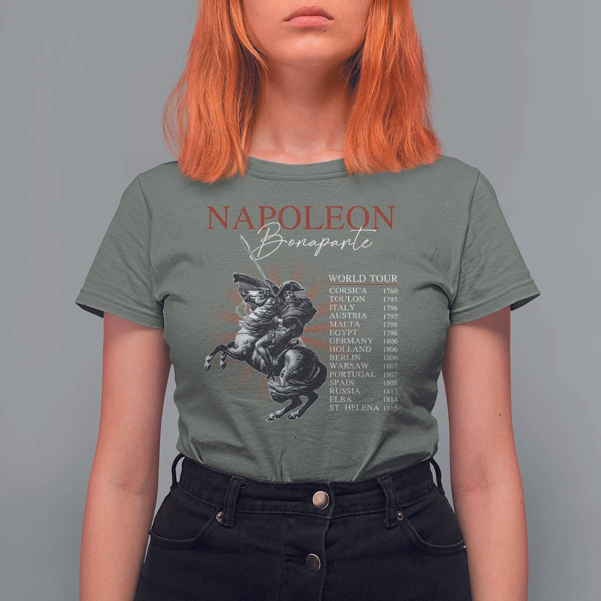 Funny History Lover T Shirt For Women Napoleon Bonaparte World Tour