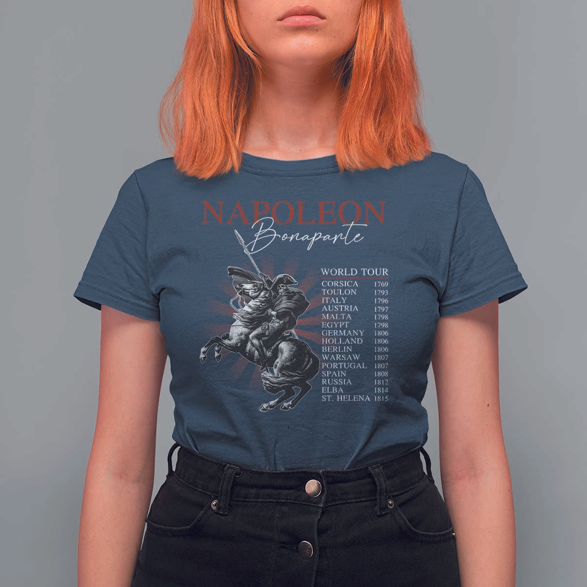 Funny History Lover T Shirt For Women Napoleon Bonaparte World Tour