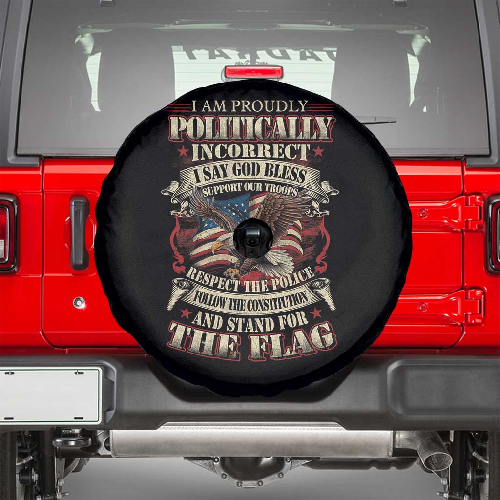 American Patriotism Spare Tire Cover Proudly Politically Incorrect God Bless America Support Troops