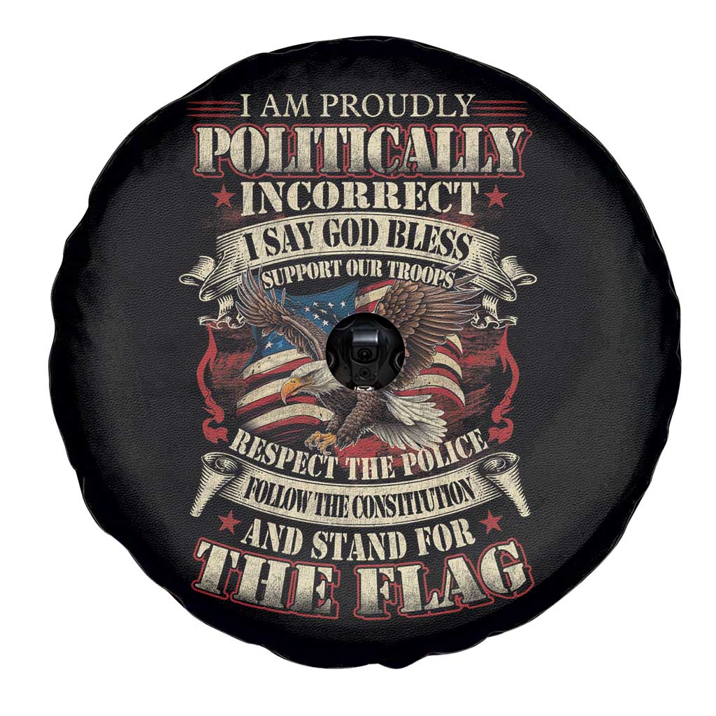 American Patriotism Spare Tire Cover Proudly Politically Incorrect God Bless America Support Troops