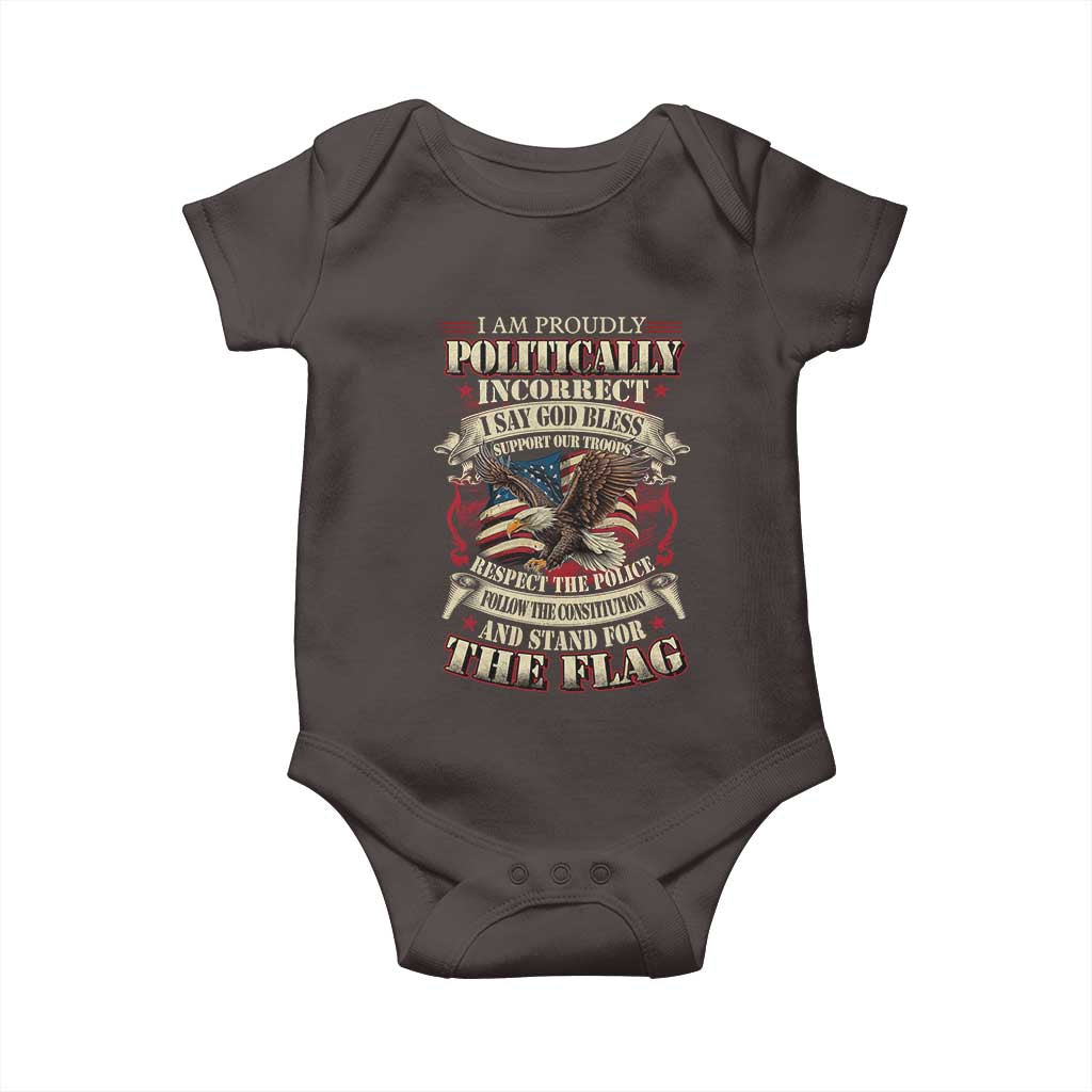 American Patriotism Baby Onesie Proudly Politically Incorrect God Bless America Support Troops