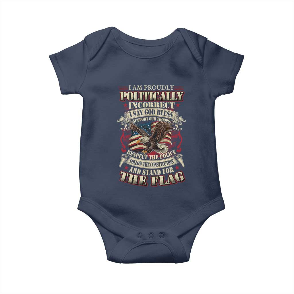 American Patriotism Baby Onesie Proudly Politically Incorrect God Bless America Support Troops