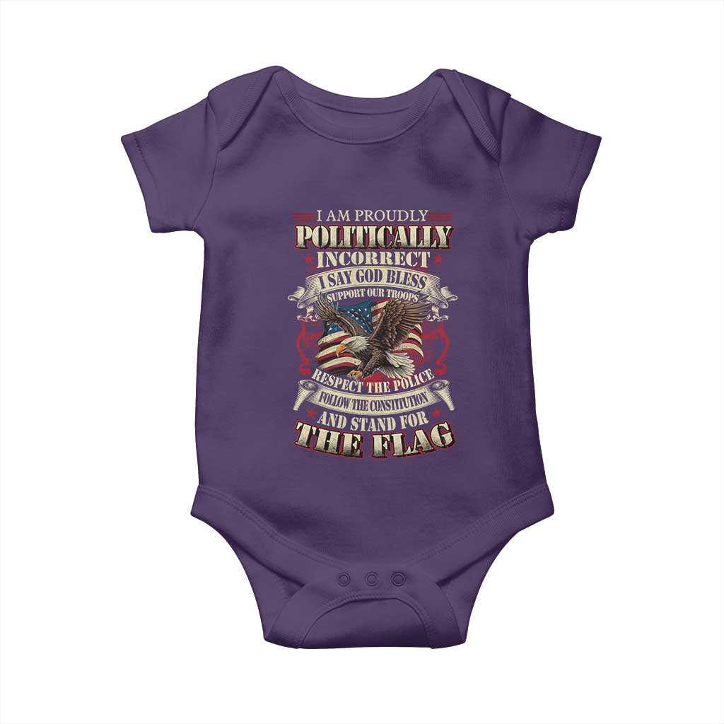 American Patriotism Baby Onesie Proudly Politically Incorrect God Bless America Support Troops