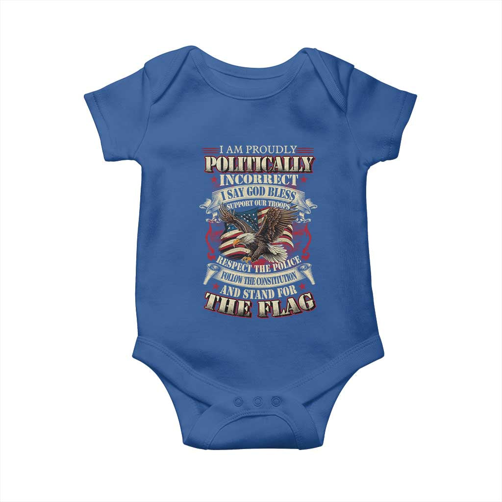 American Patriotism Baby Onesie Proudly Politically Incorrect God Bless America Support Troops