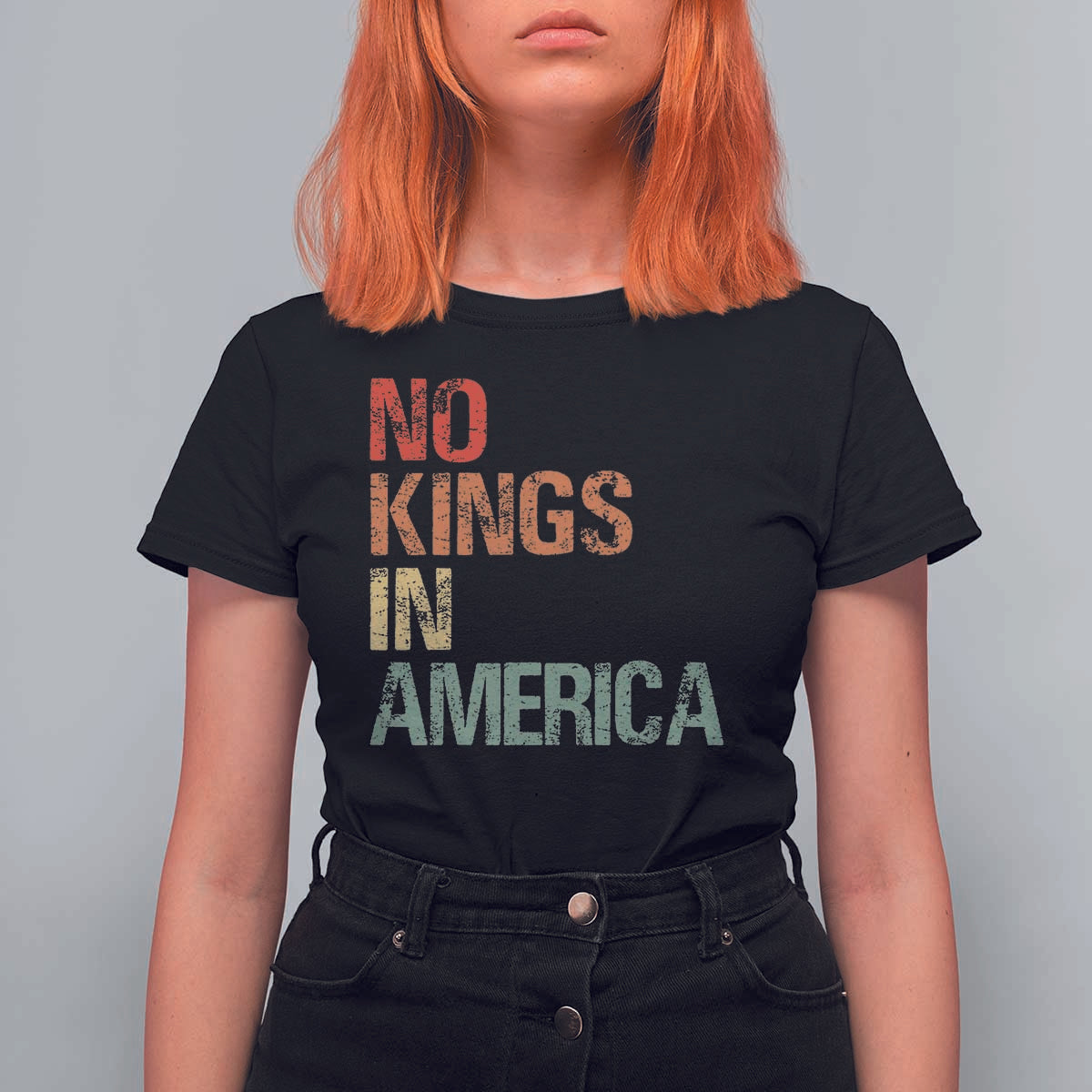 Retro No Kings in America T Shirt For Women