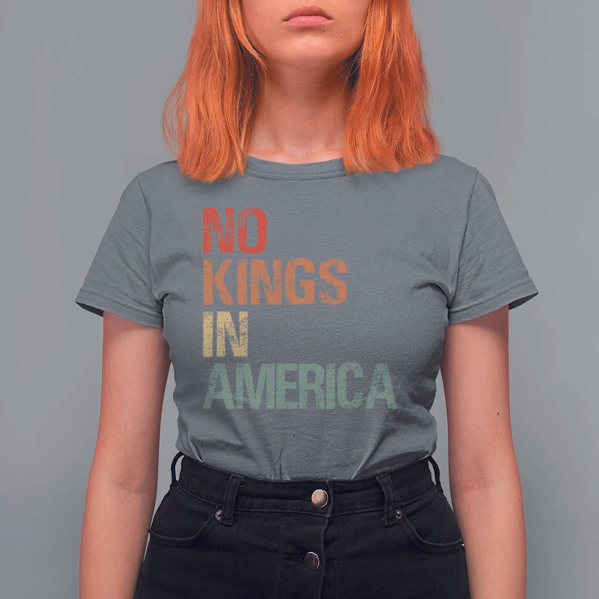 Retro No Kings in America T Shirt For Women