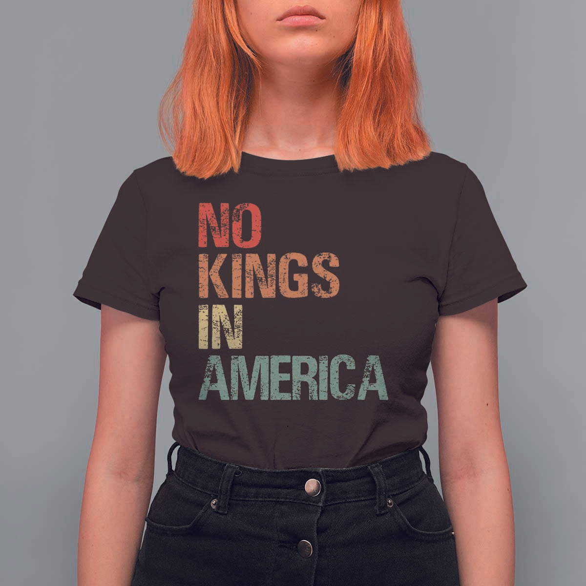 Retro No Kings in America T Shirt For Women