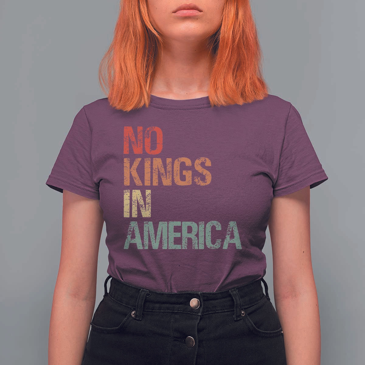 Retro No Kings in America T Shirt For Women