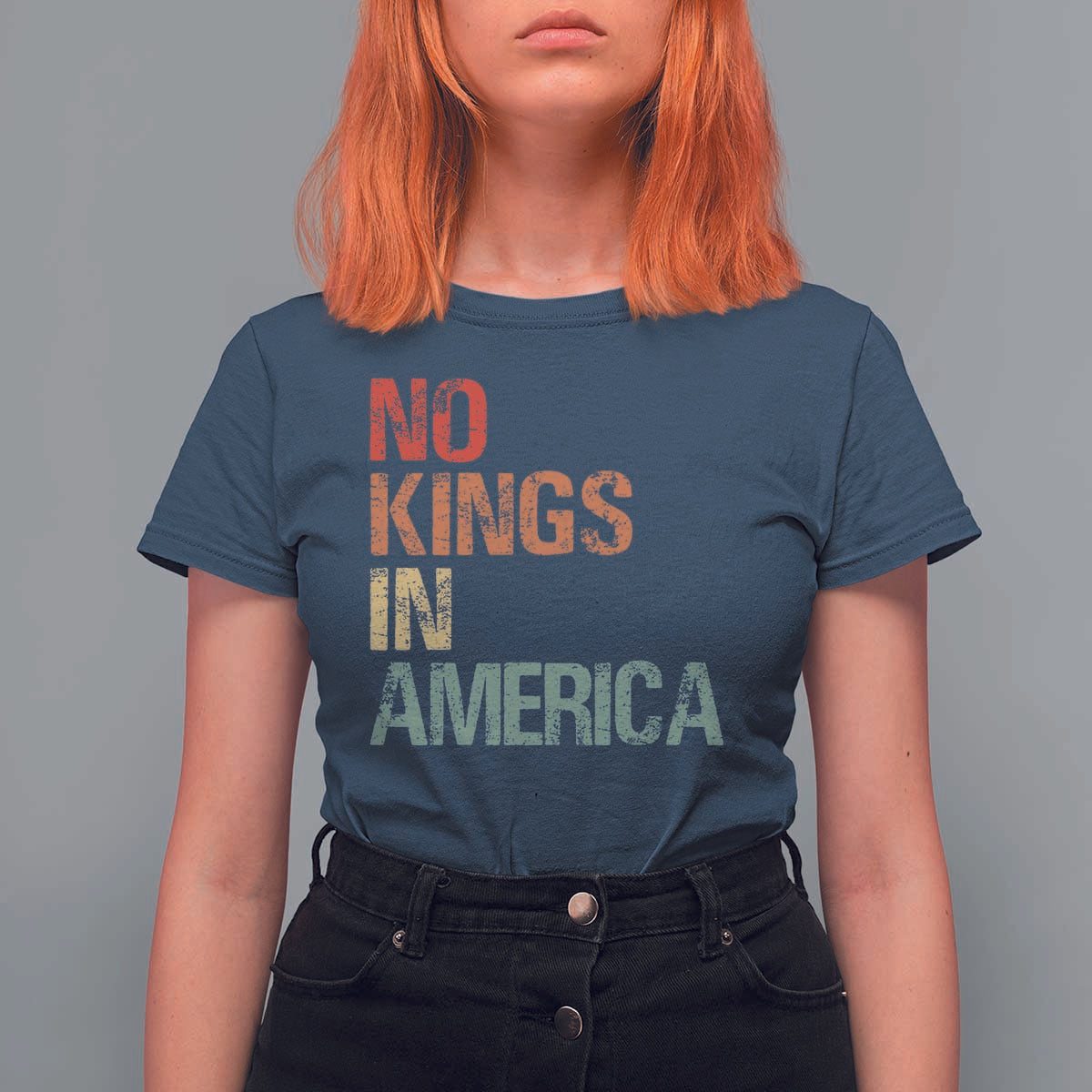 Retro No Kings in America T Shirt For Women