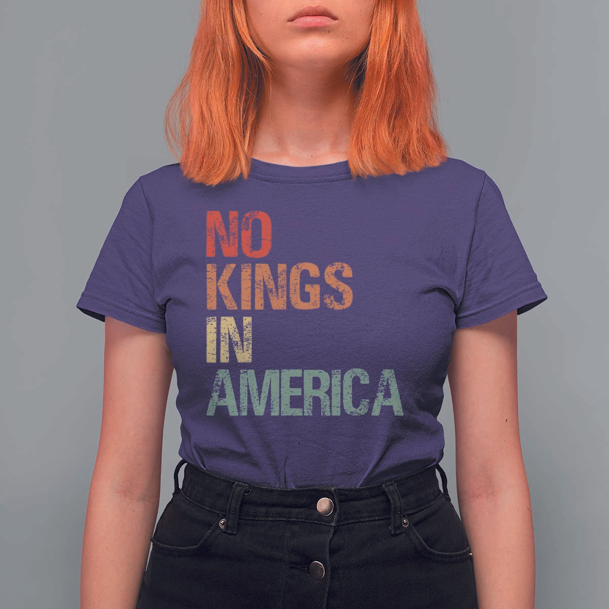 Retro No Kings in America T Shirt For Women