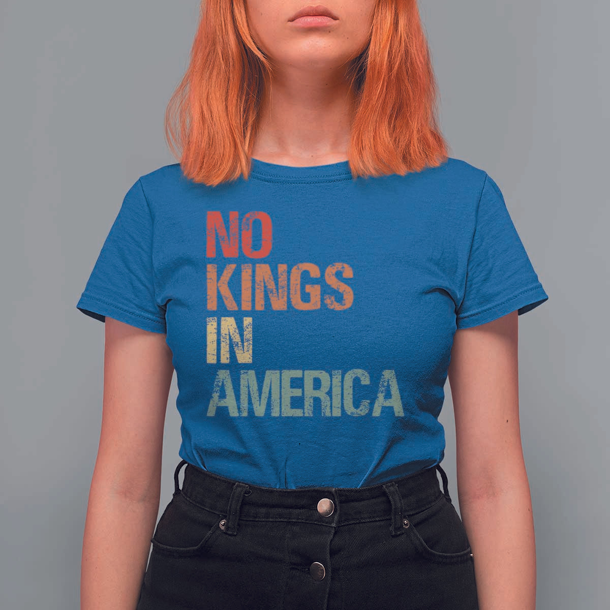 Retro No Kings in America T Shirt For Women