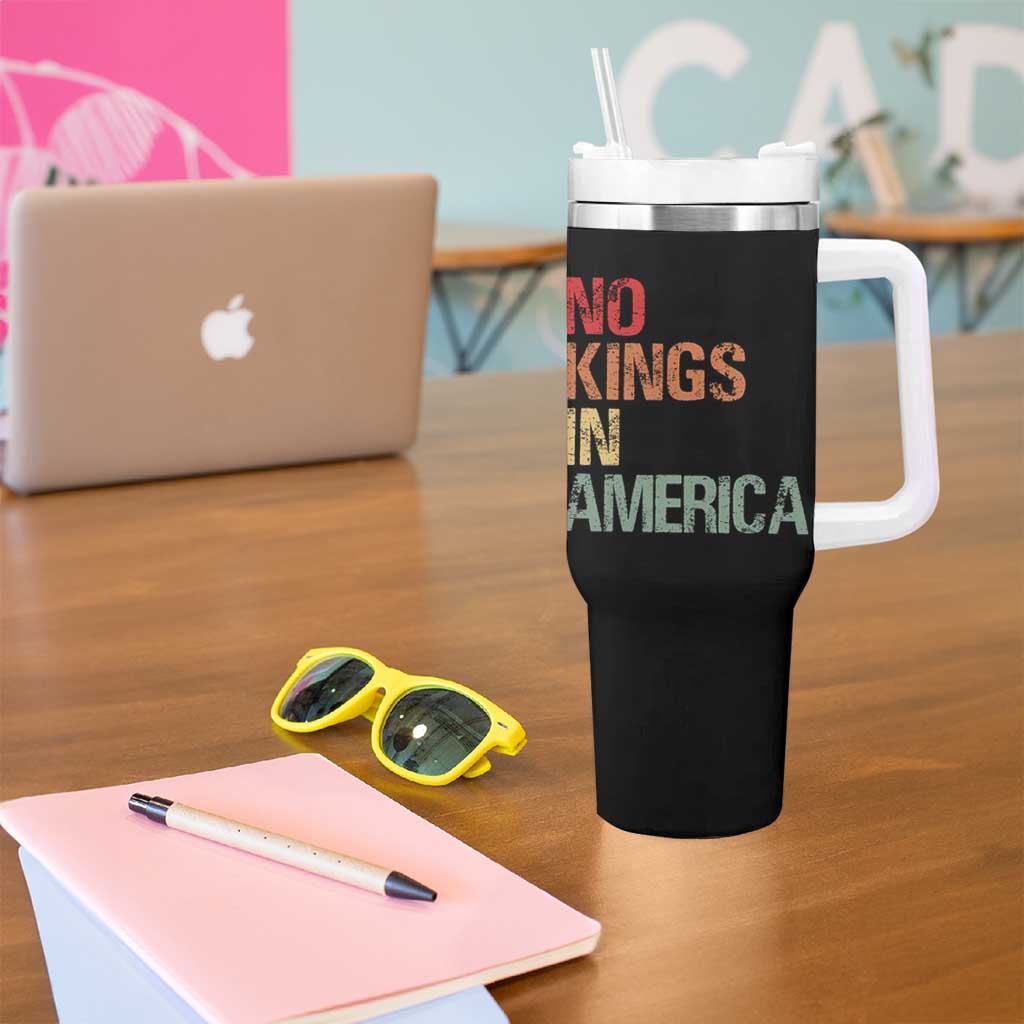 Retro No Kings in America Tumbler With Handle