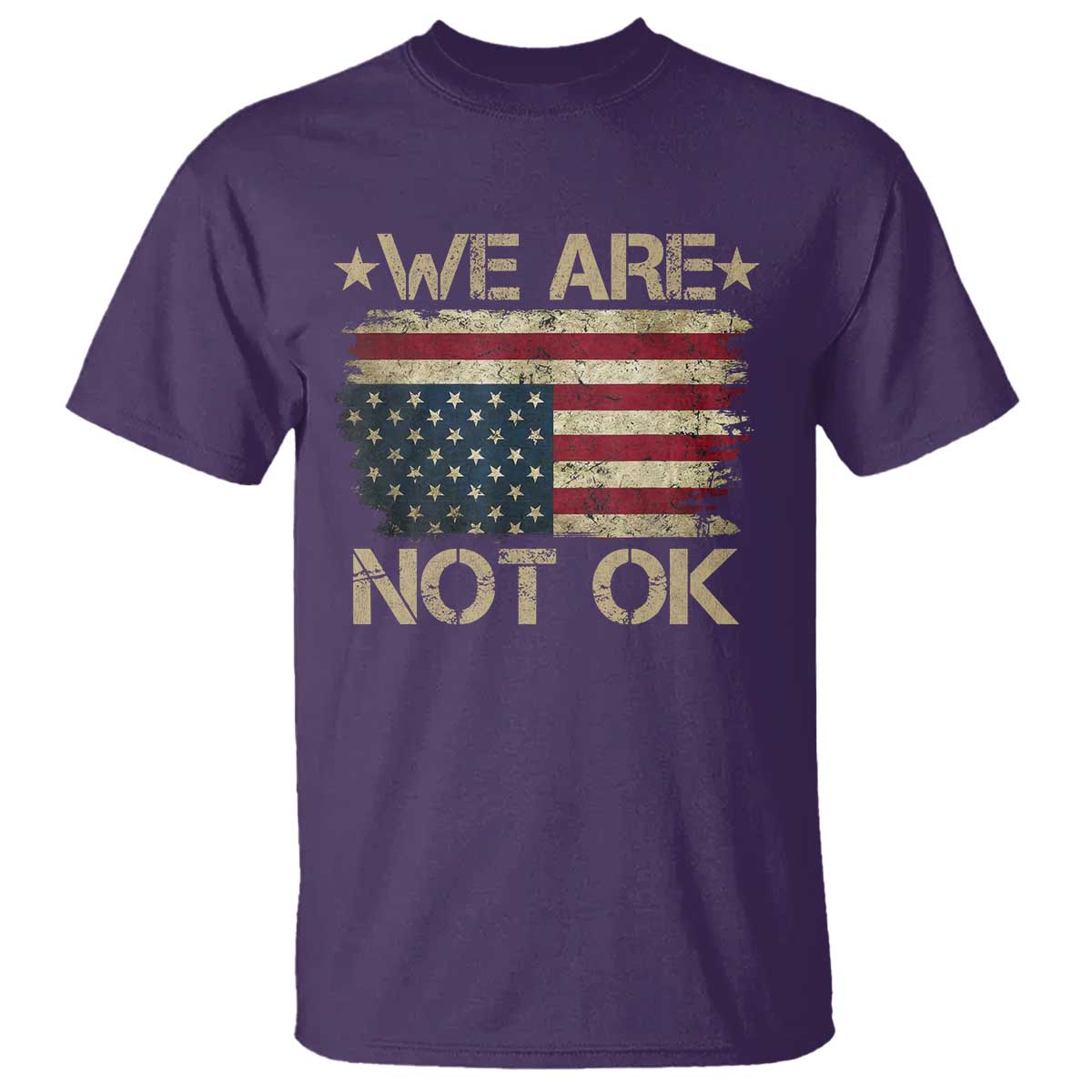 We Are Not Ok American Flag Upside Down T Shirt