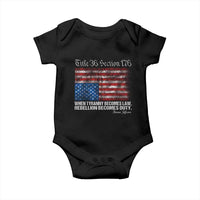 American Flag Upside Down Thomas Jefferson Baby Onesie When Tyranny Becomes Law Rebellion Becomes Duty