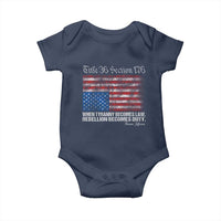 American Flag Upside Down Thomas Jefferson Baby Onesie When Tyranny Becomes Law Rebellion Becomes Duty