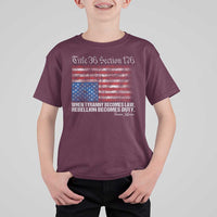 American Flag Upside Down Thomas Jefferson T Shirt For Kid When Tyranny Becomes Law Rebellion Becomes Duty