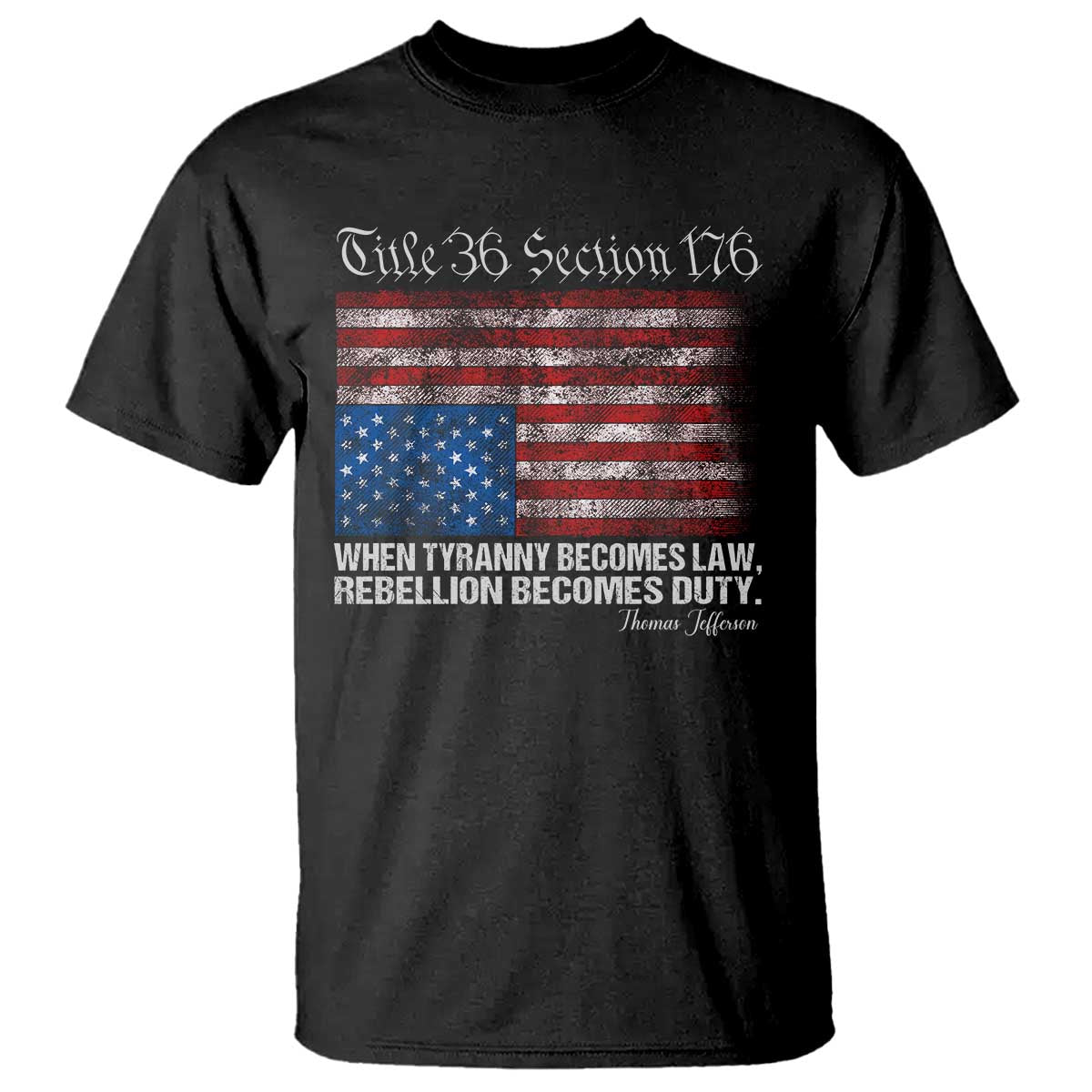 American Flag Upside Down Thomas Jefferson T Shirt When Tyranny Becomes Law Rebellion Becomes Duty