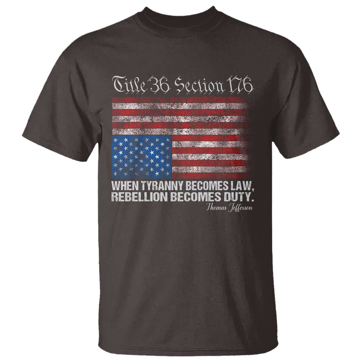 American Flag Upside Down Thomas Jefferson T Shirt When Tyranny Becomes Law Rebellion Becomes Duty