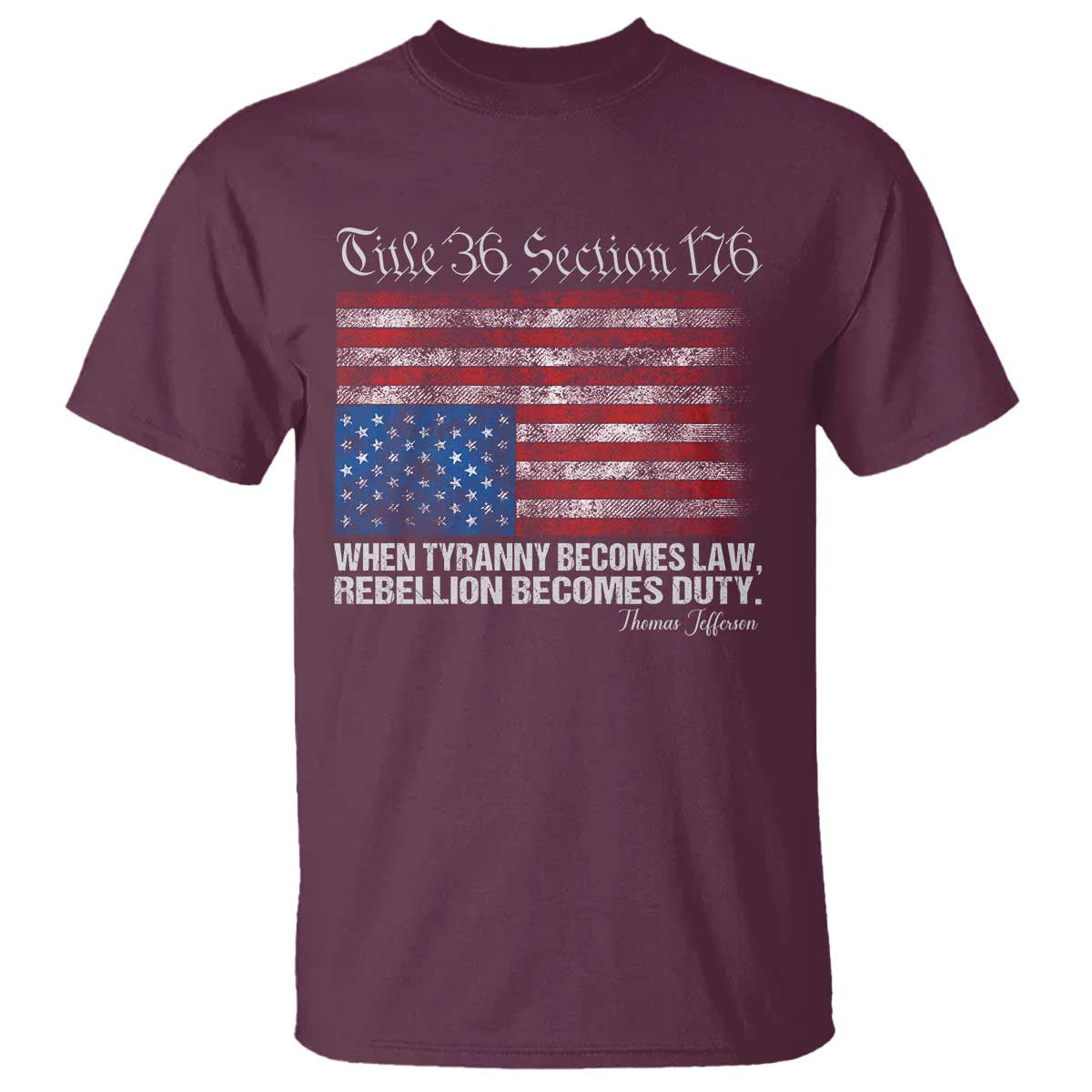 American Flag Upside Down Thomas Jefferson T Shirt When Tyranny Becomes Law Rebellion Becomes Duty