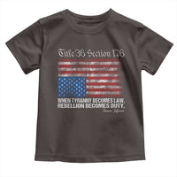 American Flag Upside Down Thomas Jefferson Toddler T Shirt When Tyranny Becomes Law Rebellion Becomes Duty