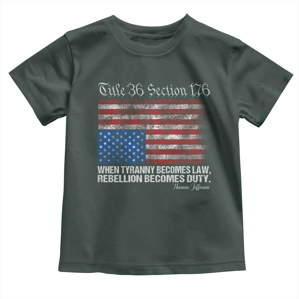 American Flag Upside Down Thomas Jefferson Toddler T Shirt When Tyranny Becomes Law Rebellion Becomes Duty